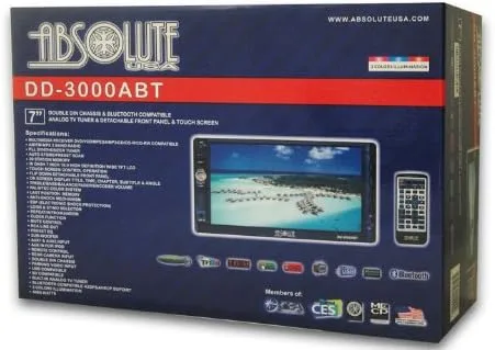 Vista 9 de Absolute DD-3000ABT Receptor reproductor de DVD multimedia de doble DIN de 7 pulgadas con pantalla táctil y panel frontal desmontable Bluetooth