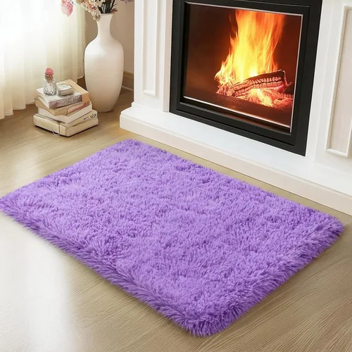 Vista 110 de Mugorn - Alfombras suaves y esponjosas de 2 x 3 pies para el hogar, alfombra pequeña con 4 mallas antideslizantes, color negro, 2 x 3 pies