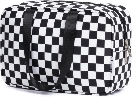 Vista 9 de Narwey Neceser de tamaño completo, bolsa de cosméticos grande, bolsa de maquillaje de viaje, organizador para mujeres y niñas, A-Negro, L, Bolsa