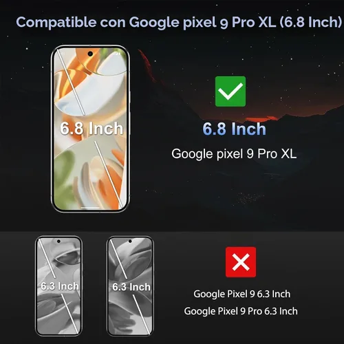 Vista 2 de SPARIN - Protector de pantalla para Google Pixel 9 Pro XL de 6.8 pulgadas, [paquete de 2+2] Pixel 9 Pro XL, vidrio templado, fácil instalación