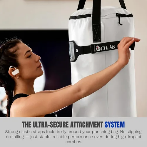 Vista 3 de Soporte de teléfono de boxeo para saco de boxeo – Soporte de correa para bolsa pesada con rastreador de perforación, se adapta a todas las bolsas