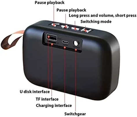 Vista 6 de Altavoz compatible con su Xiaomi Poco X3 Pro Diseño de tela 3W Playtime 6H Interior, Viaje al aire libre (rojo)