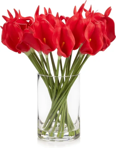 Vista 7 de Real Touch - Flores artificiales con jarrón, arreglo de flores artificiales en jarrón con agua sintética para decoración de mesa de comedor, centros