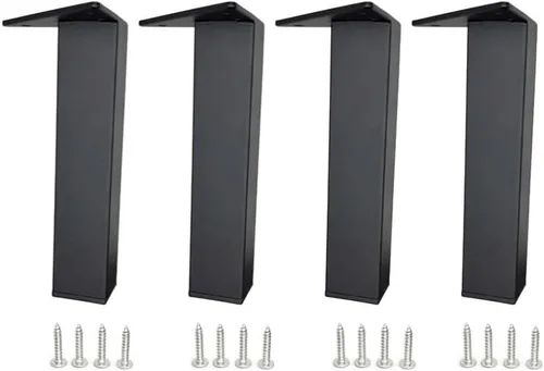 Vista 6 de Patas de metal para muebles, patas de metal, 7 pulgadas de alto, patas cuadradas de níquel satinado y cromo dorado cepillado, 4 piezas
