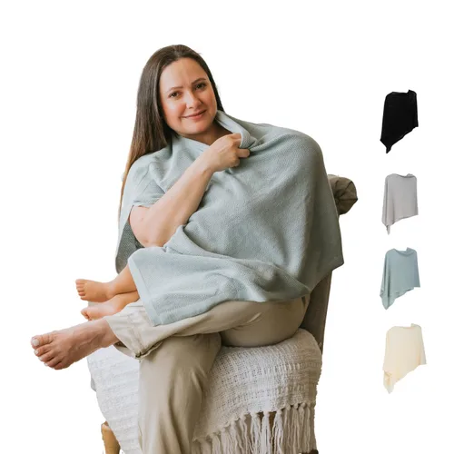 Vista 11 de Ponchy de Gold Mamas - Cobertura de lactancia transpirable para la privacidad - Versátil diseño de poncho 5 en 1 - Esencial para el registro