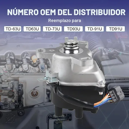Vista 3 de JDMON Distribuidor de encendido compatible con Honda Civic Acura EL 1.5L 1.6L 1999-2000 SOHC TD-63U TD73U