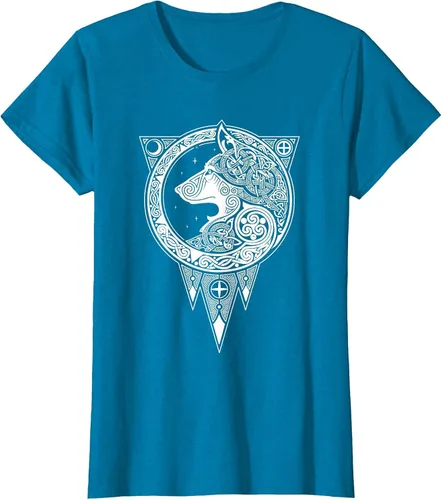 Vista 37 de Viking Fenris Wolf - Camiseta de mitología nórdica con símbolo de Fenrir Asphalt Grey
