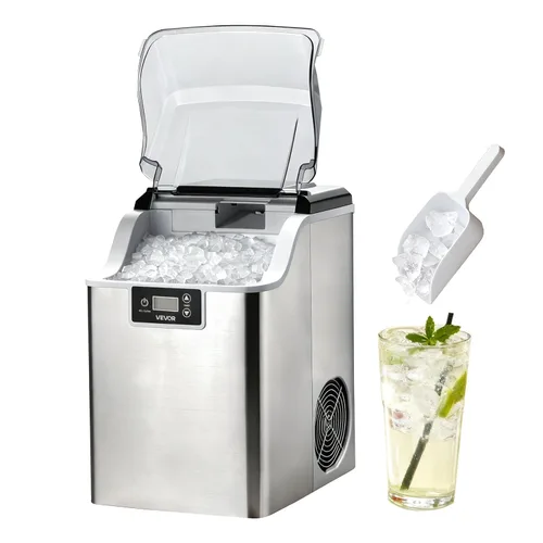 Vista 10 de VEVOR Máquina de hielo para encimera, 26 libras en 24 horas, 9 cubos listos en 7 minutos, máquina de hielo autolimpiante con cuchara y cesta