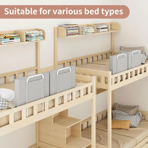 Vista 6 de Protectores de riel de cama para niños pequeños, rieles de cama ajustables con seguridad, rieles laterales de cama para cama individual, Gris