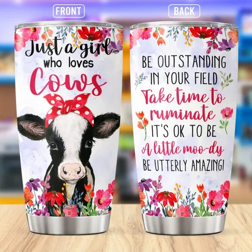 Vista 2 de CUBICER Tazas de Vaca con Tapa y Pajilla, Regalos para Mujeres, Mamá, Adolescentes, Adultos, Amantes de las Vacas, Café, Acero Inoxidable, Taza