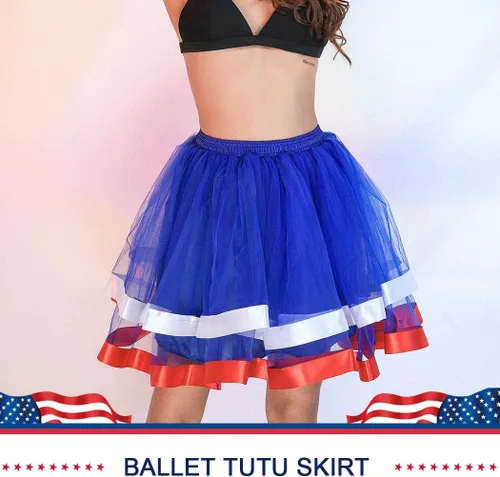 Vista 3 de Nicute Falda tutú para mujer, 4 de julio, color rojo, blanco y azul, con estrellas, divertida, patriótica, para fiesta del Día de la Independencia