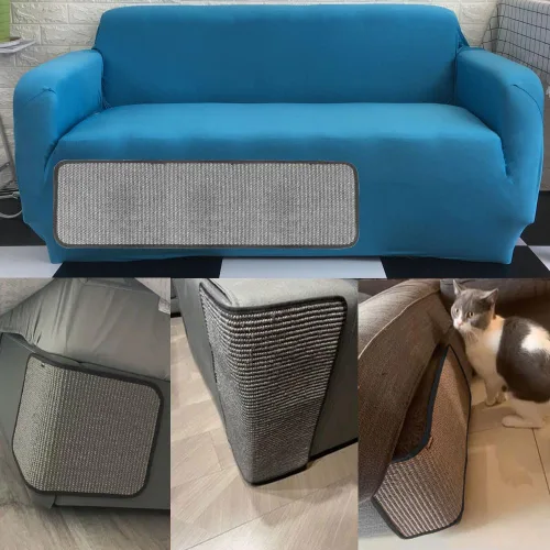 Vista 3 de Almohadilla rascador de sisal natural para gatos, protector de muebles de esquina para sofá, alfombrilla protectora para alfombras y sofás, muebles