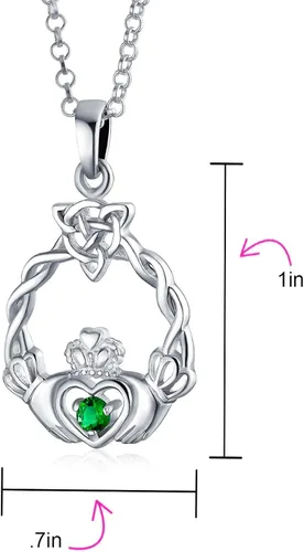 Vista 4 de Good Luck BFF Friendship Trinity Irish Love Knot Triquetra Simulated CZ Gemstone Cubic Zirconia Infinity Statement Celtic Claddagh Collar V Necklace