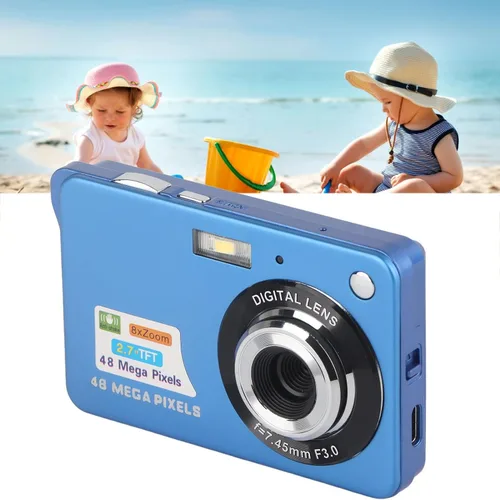 Vista 3 de Eujgoov Digital Camera, 4K 48MP Vlogging Camera with 8X Zoom 2.7in Screen and Fill Light for Photography (Blue)