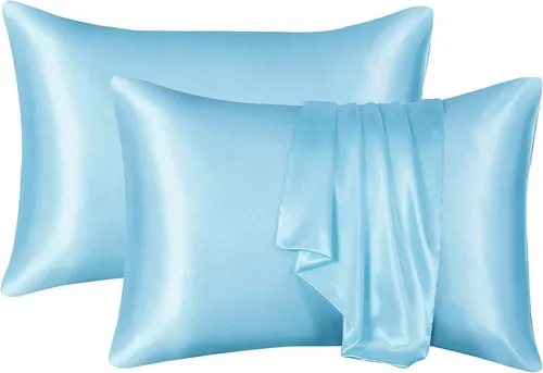 Vista 6 de Ciana Funda de almohada de satén para cabello y piel Queen - Juego de 2 fundas de almohada de seda satinada lujosas y sedosas con cierre de sobre