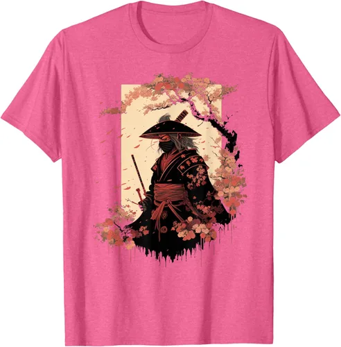 Vista 27 de Camiseta estética vintage samurái de arte japonés samurái retro cereza, Negro