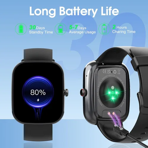 Vista 7 de Csasan Reloj inteligente para hombres y mujeres (respuesta/hacer llamadas), pantalla HD de 1.91 pulgadas, monitor de frecuencia cardíaca, Negro
