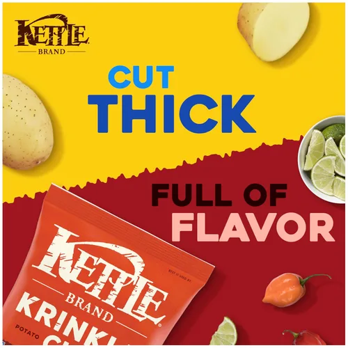 Vista 4 de Kettle Brand Papas Fritas, Corte Krinkle, Papas Fritas Kettle de Habanero Lima, 7.5 Oz