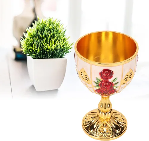 Vista 5 de Jeanoko Cáliz dorado, taza de aleación de zinc pulido de 4 pulgadas de alto grado ampliamente utilizada para bares, regalos vintage para comunión