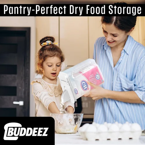 Vista 4 de Buddeez Contenedor grande de almacenamiento de alimentos - 3.75 cuartos de galón Sugar Buddy, organización y almacenamiento de cocina multiusos