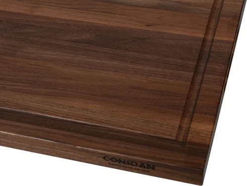 Vista 4 de Tabla de cortar de nogal para cocina, madera dura cultivada en EE.UU., 20 x 15 pulgadas, con asa interior invisible, preacabada con aceite de grado