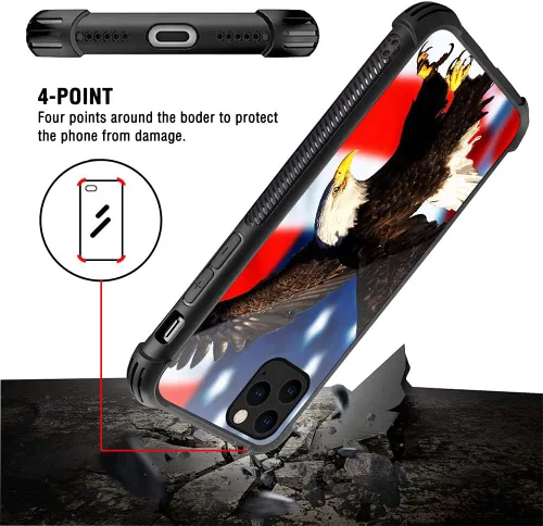 Vista 4 de Funda compatible con iPhone 13 Pro Max, fundas para niñas y mujeres, bandera estadounidense águila