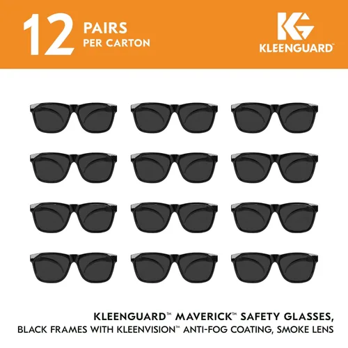 Vista 2 de KleenGuard™ V30 Maverick™ - Gafas de seguridad (49311), con revestimiento antivaho KleenVision™, lentes ahumadas, montura negra, gafas de sol unisex