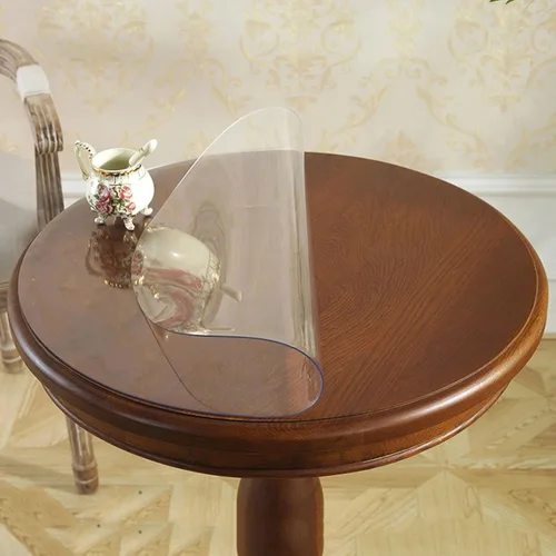 Vista 7 de Konsilsa Mantel de vinilo de PVC, redondo, transparente, fácil de limpiar, grueso, protector de mesa de escritorio, protector de mesa de larga