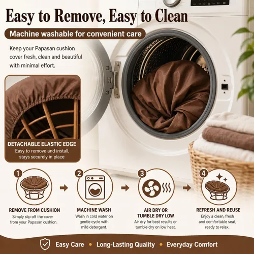 Vista 4 de Papasan - Funda de cojín para silla, cojín para interiores y exteriores, impermeable, con banda elástica diseñada para cojín Papasan