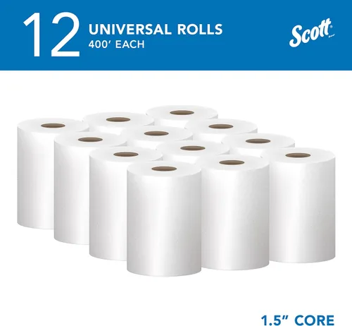 Vista 2 de Scott® Essential - Toallas de rollo duro universales (02068), con Absorbency Pockets™, núcleo de 1.5 pulgadas, blanco