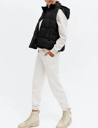 Vista 7 de EsheSy Chaleco acolchado para mujer con capucha extraíble, sin mangas, con cremallera completa, chaqueta acolchada de plumón