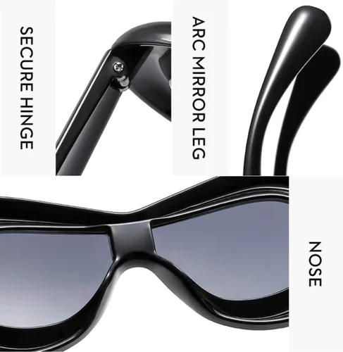Vista 8 de W&Y YING Y2K - Lentes de sol ovalados inflados con montura gruesa para mujeres y hombres, divertidos, grandes, con escudo estético