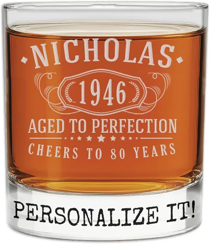 Vista 14 de Vintage 2005 Grabado 11oz Whisky Glass 21st Birthday Regalos para él ella 2-Claro