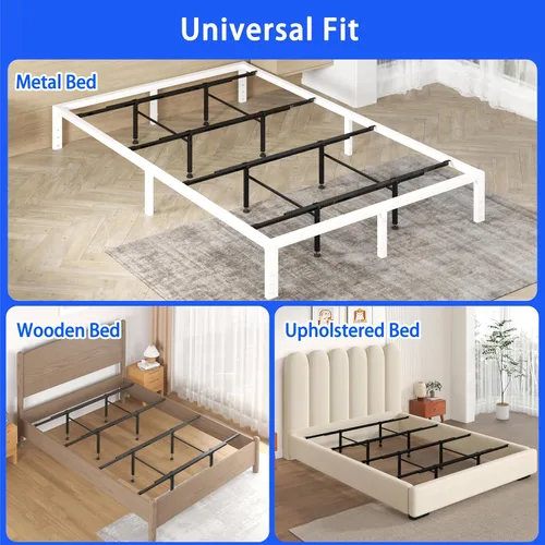 Vista 7 de Soporte central de cama con 8 patas ajustables, sistema de barra de soporte central de metal resistente para camas matrimoniales, queen, king