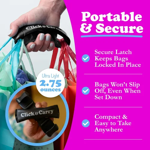 Vista 9 de Click & Carry Almacenamiento y organización de la cocina, organizador de bolsas de plástico y soporte para compras fáciles, Shark Tank, asa