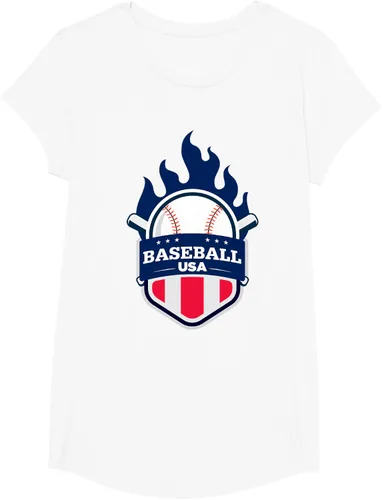 Vista 24 de Baseball USA Support the Team Shirt - Camiseta con la bandera de Estados Unidos, Blanco, S