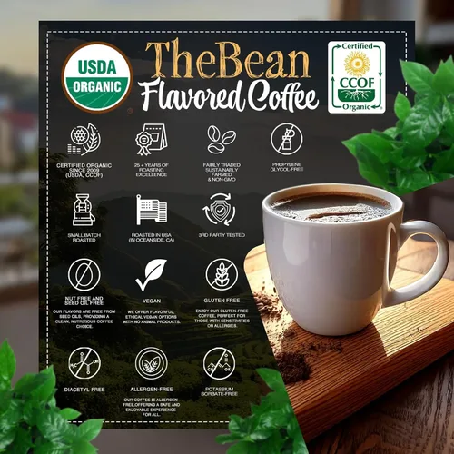 Vista 5 de The Bean Organic Coffee Company Aloha Bean (avellana hawaiana), tostado medio, café en grano entero, bolsas de 16 onzas (paquete de 2)