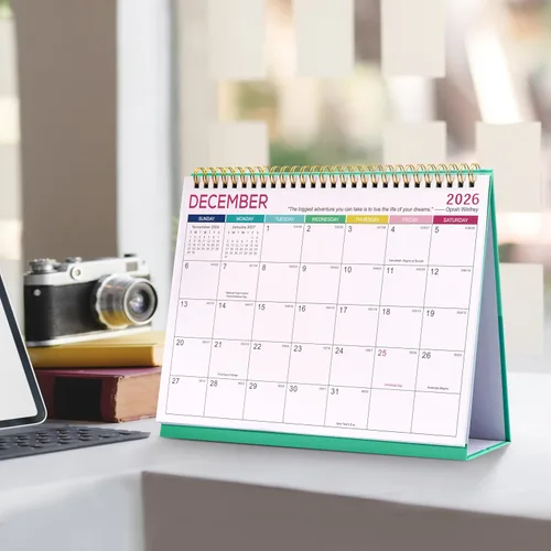 Vista 9 de Calendario de escritorio 2026-2027, calendario 2026-2027, julio de 2026 a diciembre de 2027, 9.8 x 8.3 pulgadas, calendario de escritorio con tapa