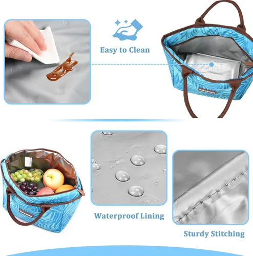 Vista 4 de Tirrinia Bolsas de almuerzo para mujeres y hombres, bonita bolsa de almuerzo aislada para mujeres, lonchera a prueba de fugas a prueba de fugas