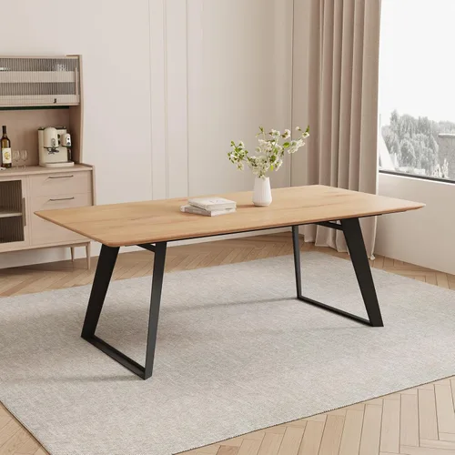 Vista 33 de ZckyCine Mesa de Comedor Moderna de Mediados de Siglo y Sillas para 4 Rectangular de Madera Expandible que Ahorra Espacio Multifuncional Marrón