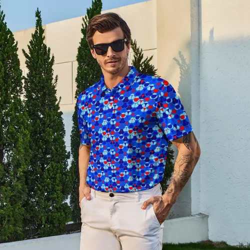 Vista 3 de Camisas polo divertidas para hombre de los años 80, camisas de golf de secado rápido que absorben la humedad, divertidas camisas polo de golf