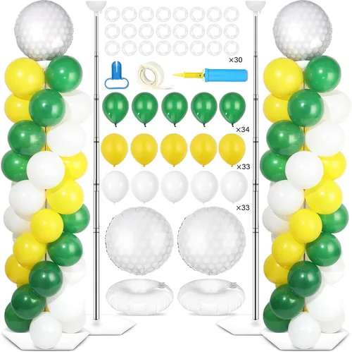 Vista 22 de Juego de 2 soportes de columna de globos nocturnos de película con 102 globos de aluminio de palomitas de maíz, soporte de torre ajustable de 5.57