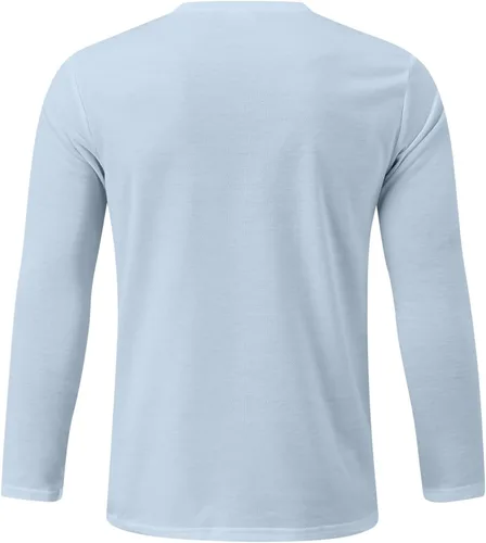 Vista 2 de Camisetas de manga larga para hombre, transpirables, con cuello redondo, térmicas, ajuste regular, camisetas elegantes y cómodas