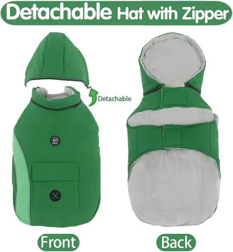 Vista 2 de EMUST Abrigo de invierno con capucha para perros, abrigos para perros medianos con bolsillo, chaquetas para cachorros medianos para perros medianos