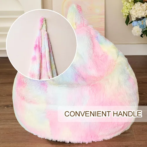 Vista 5 de BCU Funda para Silla Puf Ultra Suave Esponjosa de Piel Sintética Falsa Funda para Puf de Felpa Funda para Sillas de Sala de Estar para Adultos