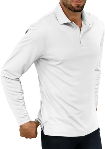 Vista 3 de JOYMASAR Camisas de golf para hombre - Polo de manga corta sólido que absorbe la humedad