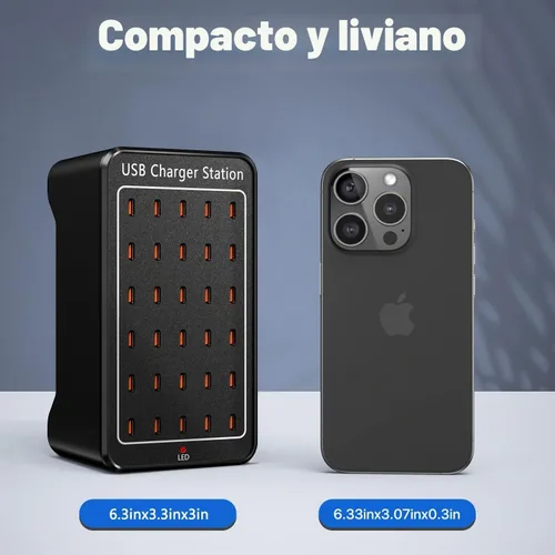 Vista 4 de Estación de carga USB C de 150 W, bloque de cargador USB de 30 puertos, concentrador de carga USB, cargador USB C multipuerto, cargador