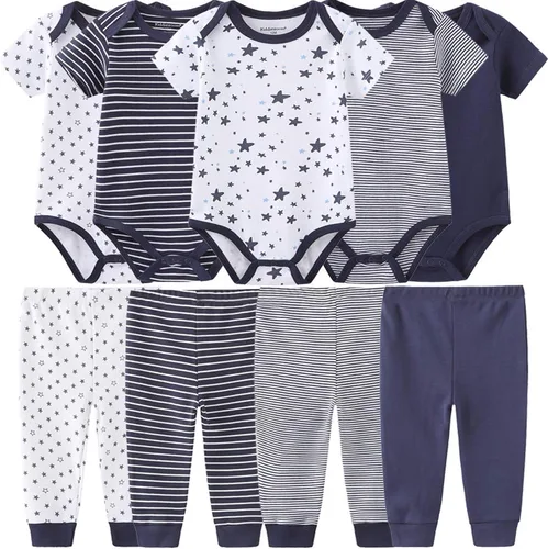 Vista 96 de Conjunto de canastilla para bebé, 9 piezas, conjunto de mamelucos y pantalones, conjunto de regalo unisex para bebé
