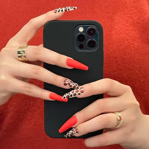 Vista 18 de Gold Finger - Kit de uñas postizas de cobertura completa con pegamento, diseño moderno, gel listo para usar, uñas medianas, largas y extralargas