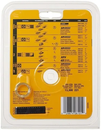 Vista 5 de DEWALT Hoja de diamante, corte seco o húmedo, borde continuo, eje de 7/8 pulgadas, 4-1/2 pulgadas (DW4701)